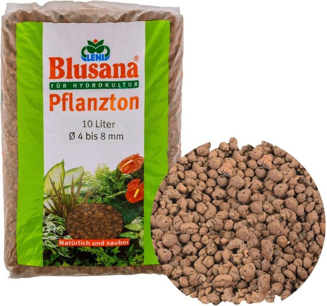 Blusana Blähton Pflanzsubstrat mit mittlerer Körnung 4-8 mm für Hydrokultur und Zimmerpflanzen, 7 kg - Bild 1