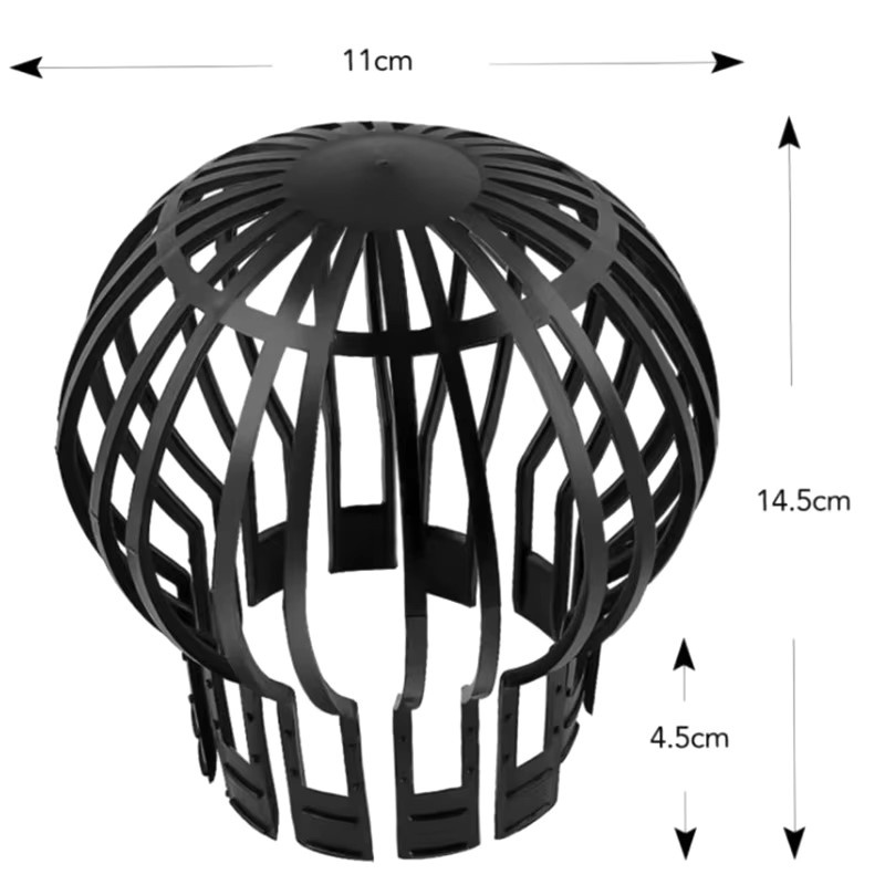 Dachrinnenschutz und Fallrohr Sieb aus Kunststoff in Schwarz zur Vermeidung von Verstopfungen durch Blätter und Schutt - Bild 5