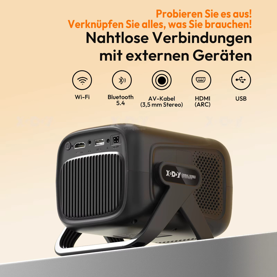 XGODY 4K Projektor mit Android 11, 300 ANSI, Autofokus, Keystone und Wifi6, Tragbares Heimkino in Schwarz - Bild 4