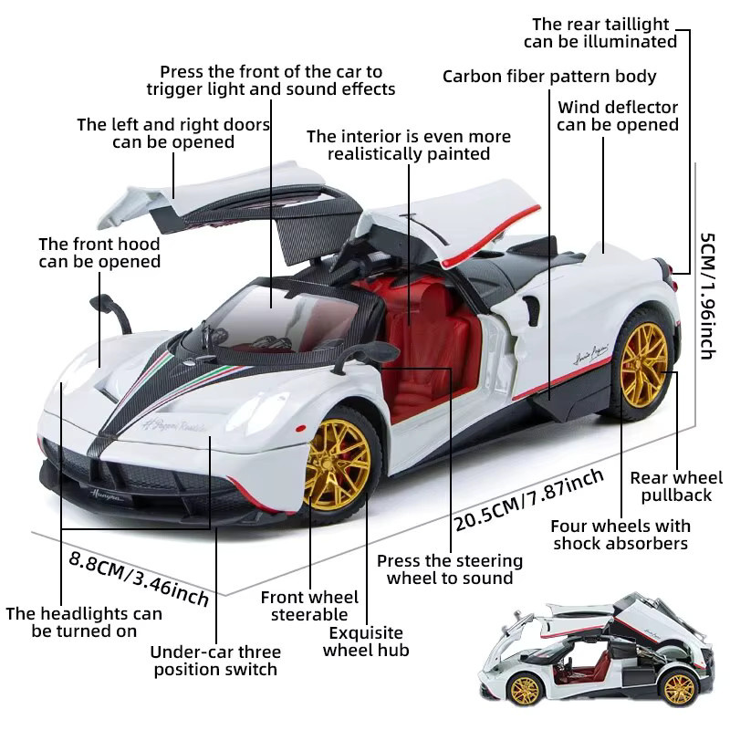 Bburago Pagani Legierungsautomodell, Maßstab 1:24, Weiß - Bild 2