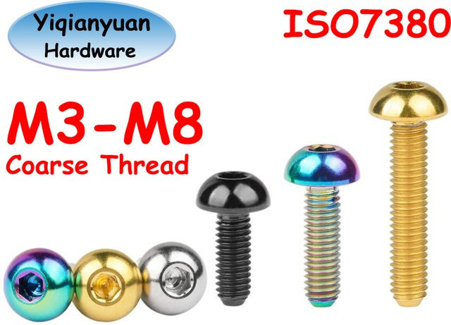 Yiqianyuan Titan Schrauben ISO7380 mit Innensechskant und Knopfkopf in Schwarz oder Mehrfarbig für RC Teile, Fahrrad und Motoren (M3 M4 M5 M6 M8) - Bild 1
