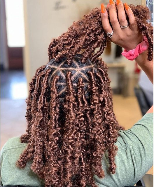 Butterfly Locs Häkelhaar, Kupferrot, Distressed Faux Locs, synthetisch - Bild 1