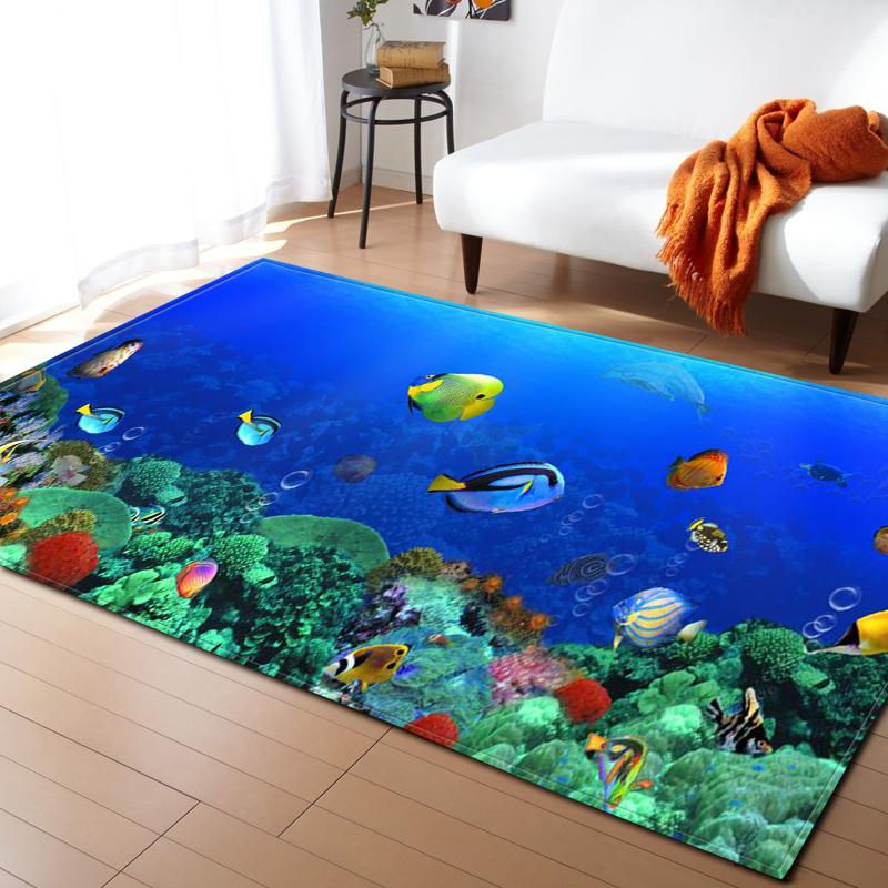 Karpetti Kinderteppich Ozean Korallen und Fische in 3D-Optik, Blau, B/T: 70 x 140 cm - Bild 2