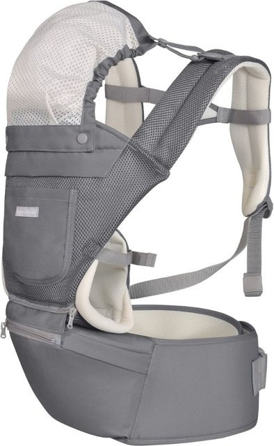 Kikkaboo Babytrage Chloe 3 in 1 Bauch- und Rückentrage mit Hüftsitz in Grau Weiß ab 5 Monaten - Bild 1
