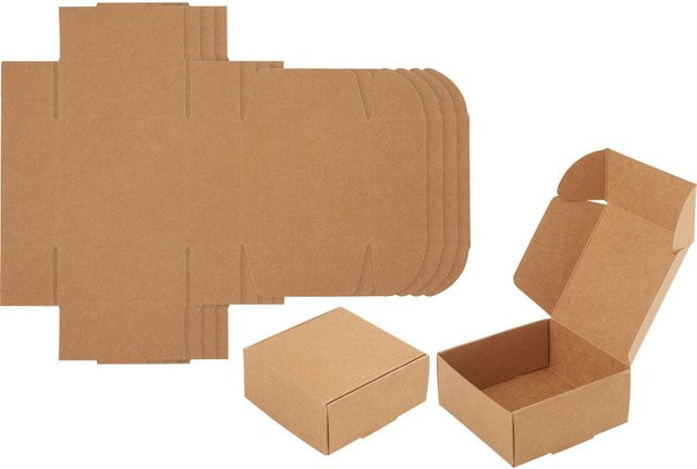VBS Faltschachtel Quadrat aus Kraftpapier in Braun, 6 Stück - Bild 1