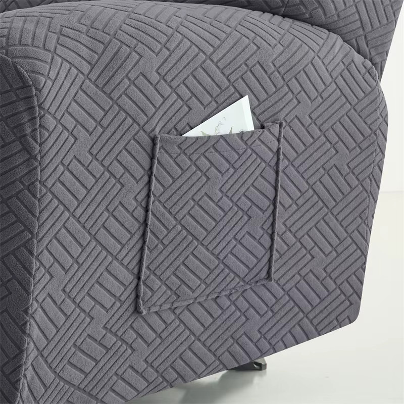 WANERQU 4er Set Stretch-Sessel-Schonbezüge aus Jacquard für Recliner in Grau mit Aufbewahrungstasche - Bild 3