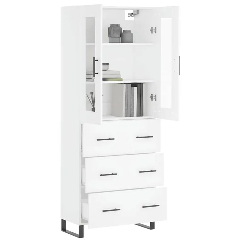 Vidaxl Vitrinenschrank Modern, Weiß, B: 69,5 cm, T: 34 cm, H: 180 cm - Bild 2