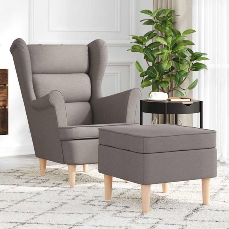 Modernes vidaxl Schlafsessel Set mit Fußhocker aus Stoff in Taupe meliert - Bild 1