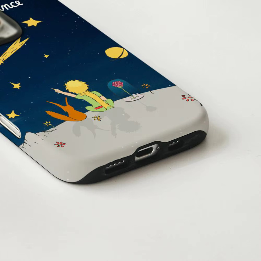 Handyhülle Der kleine Prinz für iPhone 17 16 15 14 13 12 Pro Max Plus, glänzende HD-Doppelschicht-Flüssigkeitshartschale, Farbe: Weiß - Bild 2
