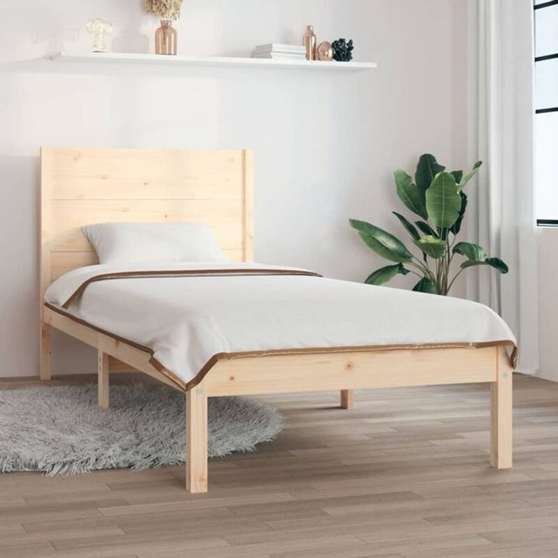 Massivholzbett Vidaxl aus Kiefer in Braun und Natur im skandinavischen Design, B/T: 90 x 190 cm - Bild 1