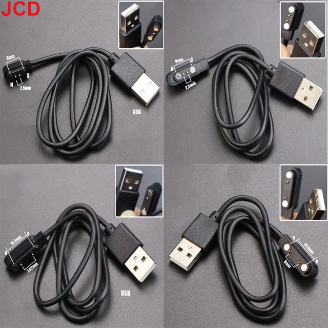 Magnetisches USB Typ-C Ladekabel für Smartwatches in Schwarz mit 2/4 Pin und verschiedenen Abständen von 2,5mm bis 9mm - Bild 1