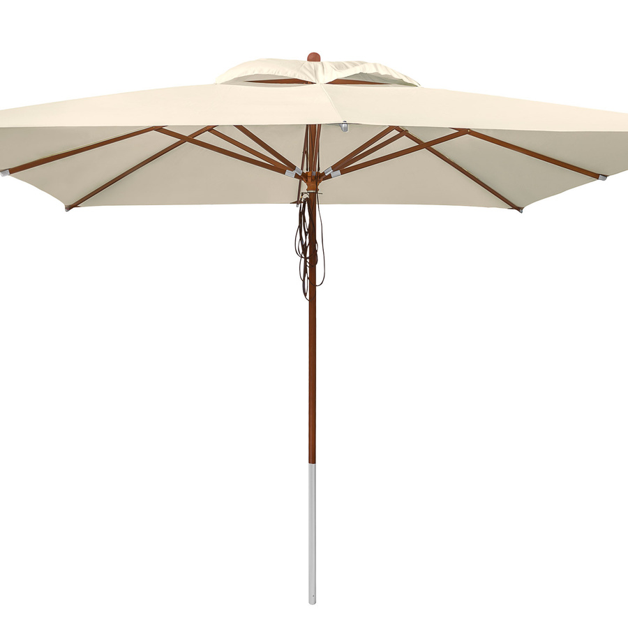 anndora Sonnenschirm Natural eckig mit Winddach und UV-Schutz, Farbe: Beige, B/T: 400 x 400 cm - Bild 1