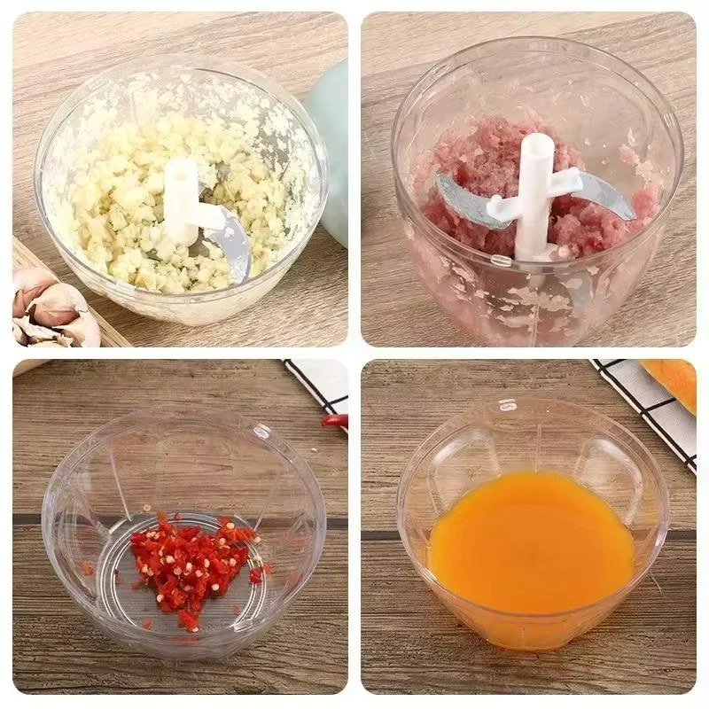 Manueller Küchen-Chopper in Grün für Knoblauch, Zwiebeln und Gemüse, 500 ml - Bild 3