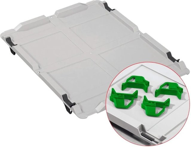 PROREGAL SuperSparSet 8x Eurobox NextGen Grip mit Auflagedeckel und grünen Schiebeschnappverschlüssen, Grau, H x B x T: 12 x 40 x 60 cm - Bild 1
