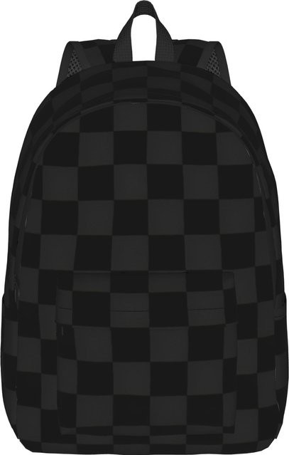 Fancy Style Studio Tagesrucksack Schachbrettmuster mit Tasche in Schwarz-Weiß für Damen und Herren - Bild 1