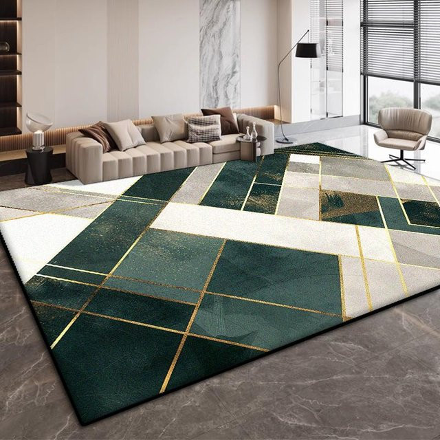 Karpetti Wohnzimmerteppich mit modernem geometrischem Design, grün, rutschfest und waschbar, B/T: 230 x 200 cm - Bild 1