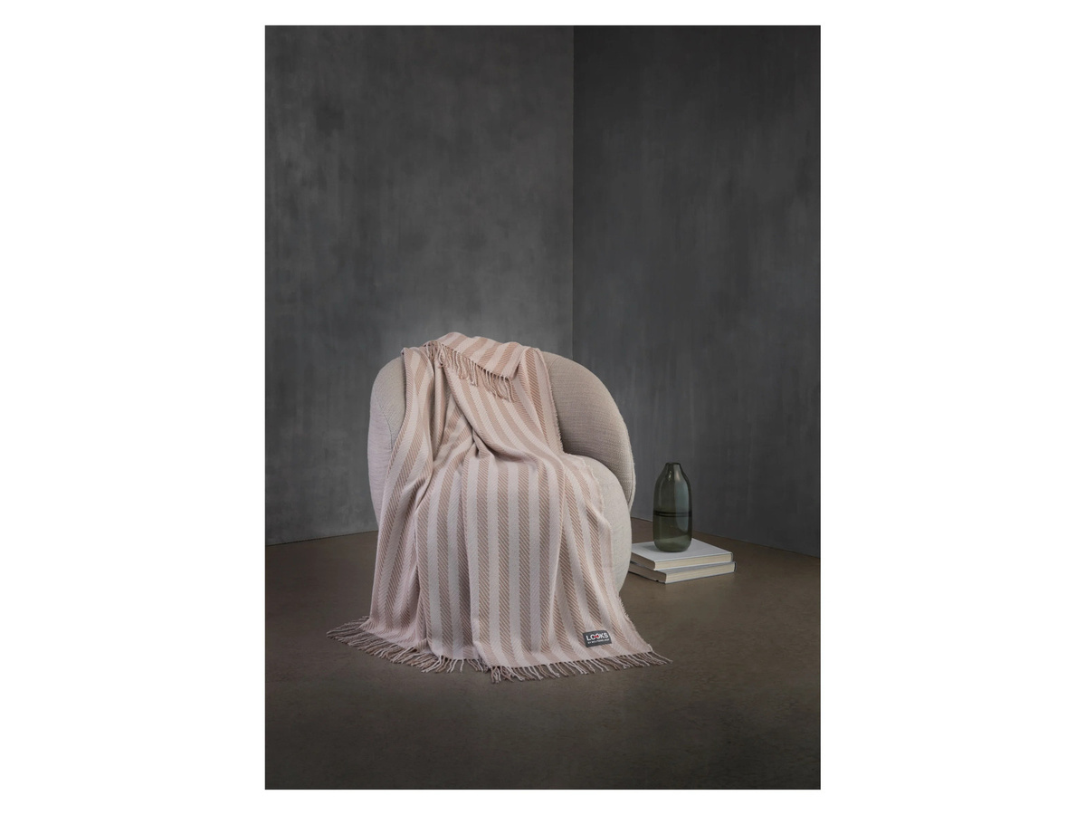 Joop Plaid in Beige, Jacquard-Webung, B/H: 130 x 170 cm - Bild 2