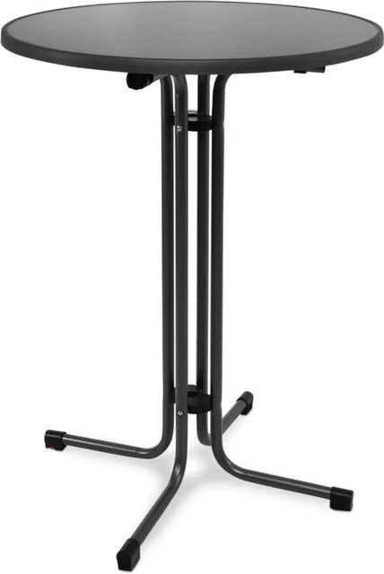 Beautissu Sylt Stehtisch rund in Grau mit höhenverstellbarer Faserplatte für Indoor und Outdoor, Durchmesser: 80 cm - Bild 1