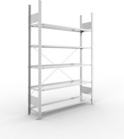 Meta Büroregal S3 COMPACT verzinkt mit 5 Böden, Farbe: Silber, H x B x T: 185,0 x 125,0 x 30,0 cm - Bild 1