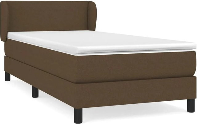 vidaXL Boxspringbett Hybrid mit Matratze und Kopfteil Dunkelbraun B/T/H: 100 x 200 x 88 cm - Bild 1