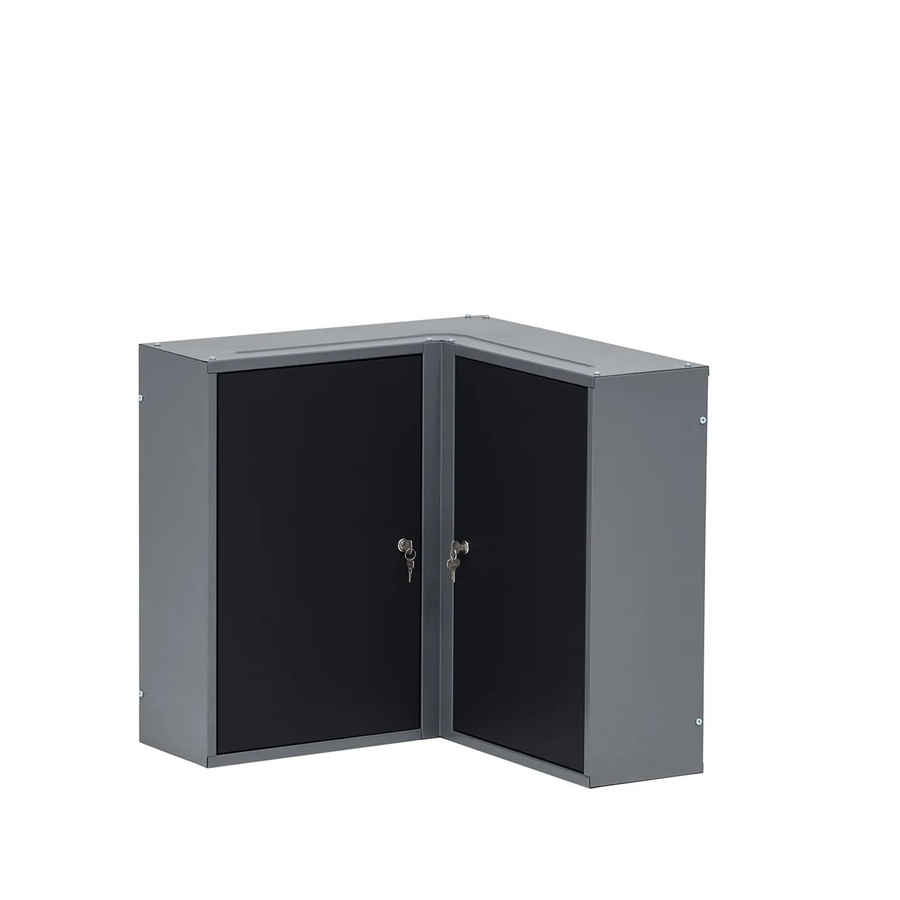 Küpper Eck-Hängeschrank 2-Türig mit 4 Fachböden Schwarz-Hellgrau B: 60 cm, T: 20 cm, H: 60 cm - Bild 2