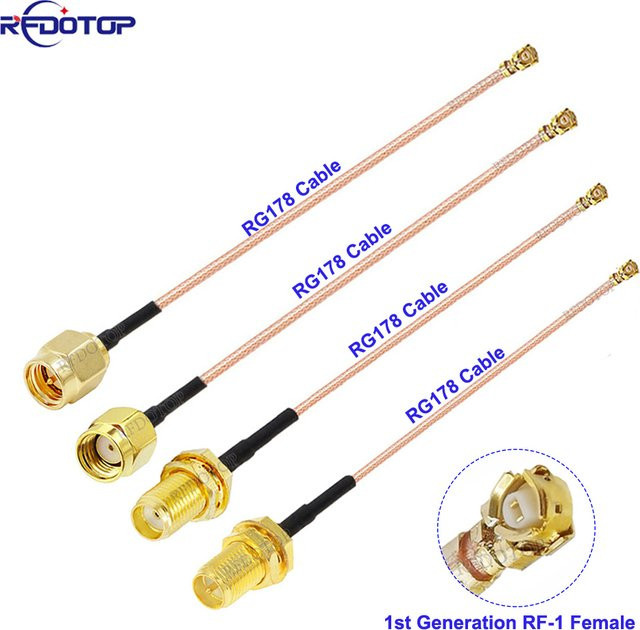 RFDOTOP RG178 SMA zu IPX Koaxialkabel mit SMA Stecker und SMA Buchse auf U.FL IPX-1 RF-1 Buchse in Gold - Bild 1