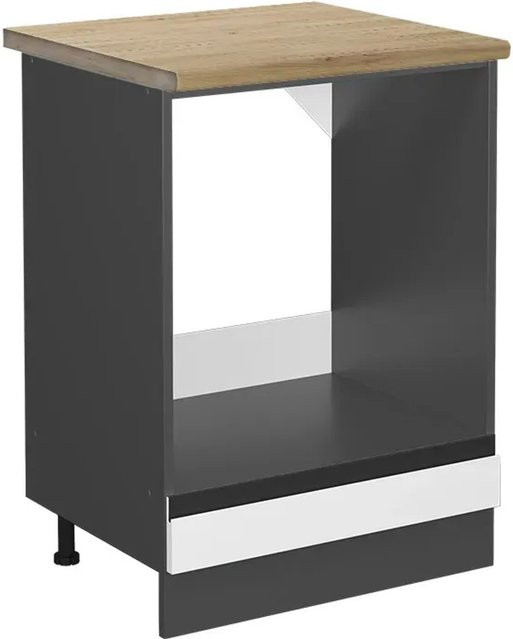 Vicco Herdbauschrank R-Line in Weiß/Anthrazit mit Eiche-Optik, Breite: 60 cm, Höhe: 81,6 cm, Tiefe: 60 cm - Bild 1