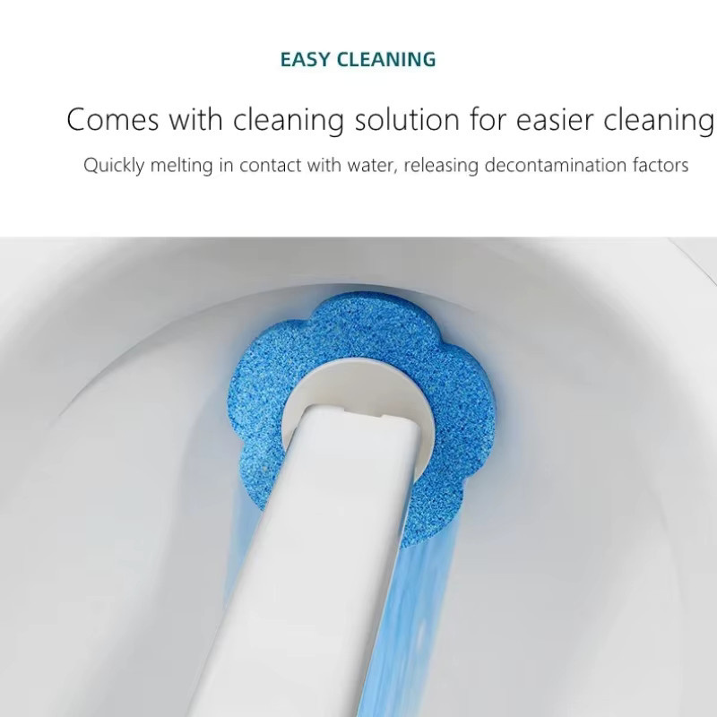 BRUSHZAZA Einweg-Toilettenbürste mit Reinigungsflüssigkeit in Weiß für das Badezimmer - Bild 3
