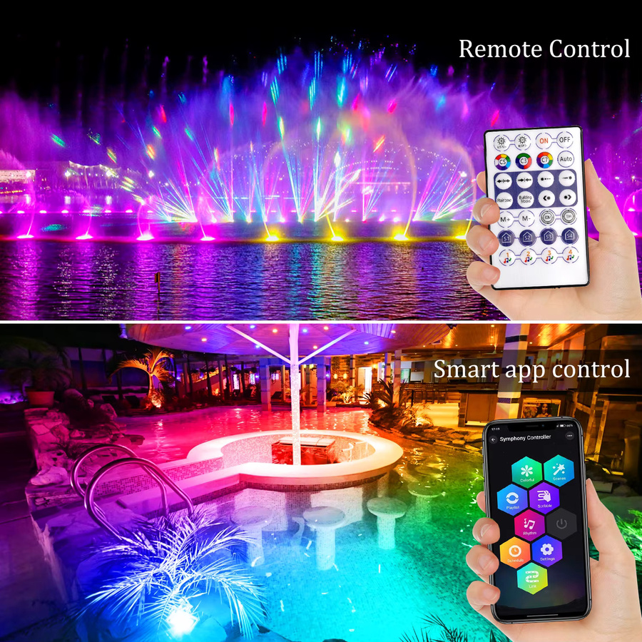 T-SUNRISE LED RGB Unterwasser Lampe IP68 Wasserdichter Schwimmbad Scheinwerfer mit App-Steuerung und Fernbedienung - Bild 2