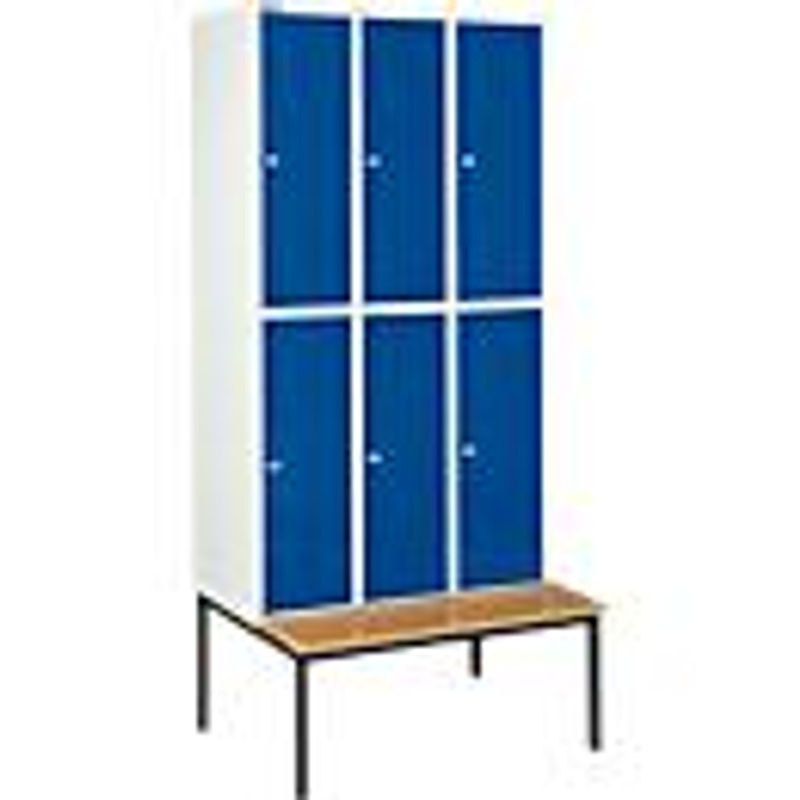 Schäfer Shop Select Kleiderspind mit Sitzbank und 3x2 Abteilen in Einzianblau mit Zylinderschloss - Bild 2