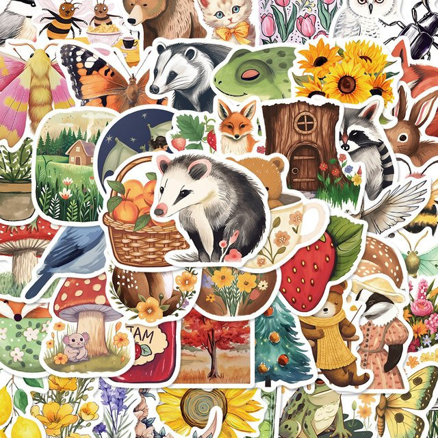 Charile Cartoon-Waldtier-Aufkleber, Sticker, 10-teiliges Set - Bild 1
