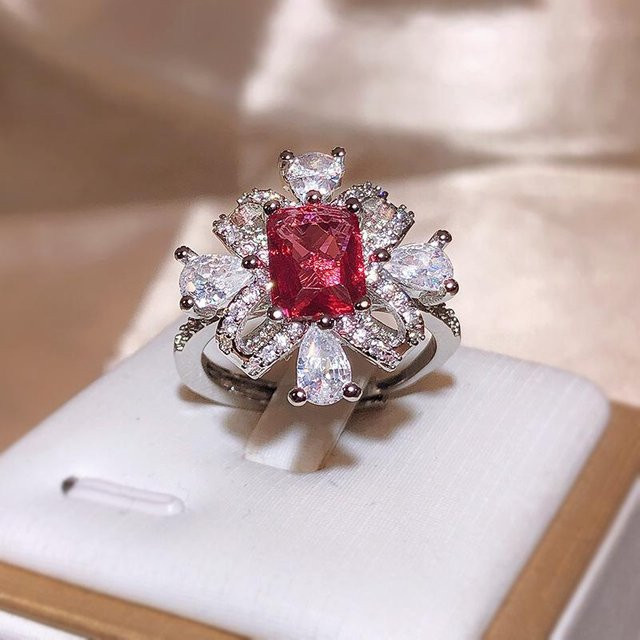 YIRAN Verlobungsring Kupfer, Rubin, Diamant, gray, Damen - Bild 1
