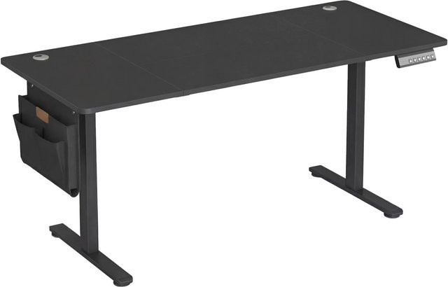 Songmics Elektrisch Höhenverstellbarer Schreibtisch in Schwarz mit Kabeldurchlass und Stahlgestell B: 120 cm, T: 70 cm, H: 70 cm - Bild 1