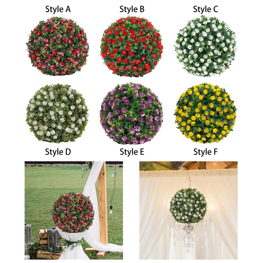 Kesoto Dekorative Kunstpflanze als runder Topiary-Ball für die Tischdekoration, Grün, Durchmesser: 20 cm - Bild 3