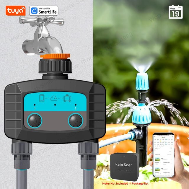 Tuya Smart Sprinkler Timer mit Dual Bluetooth, programmierbarer Outdoor Wasser Timer für Gartenschläuche, Schwarz - Bild 1