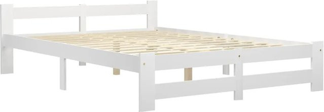 vidaXL Massivholzbett aus Kiefer in Weiß, klassisches Design, B/T/H: 180 x 200 x 55 cm - Bild 1