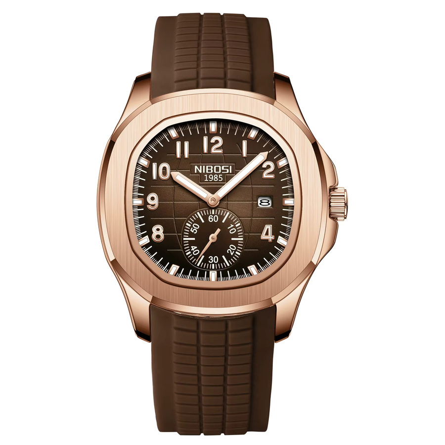 NIBOSI Armbanduhr Quarz, Edelstahl, Schwarz, Roségold, Herren - Bild 5