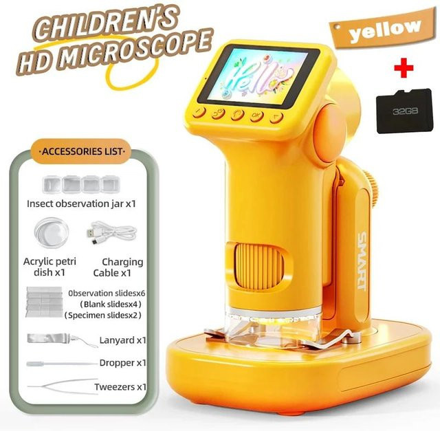 Kinder HD-Mikroskop 2-in-1, Wissenschaftsexperimentier-Set, mit LED-Licht, ab 8 Jahren - Bild 1