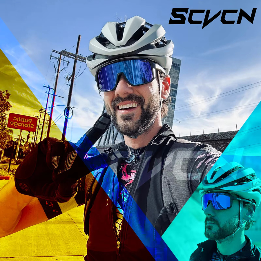 SCVCN Sportsonnenbrille, Unisex, Vollrand, Kunststoff, Winddicht, UV400 - Bild 2