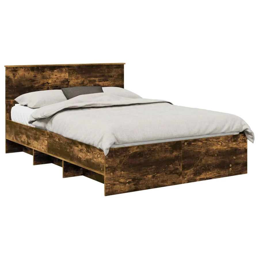 vidaXL Bettrahmen aus Holzwerkstoff in Räuchereiche, Farbe Braun, B/T/H: 160 x 200 x 90 cm - Bild 2