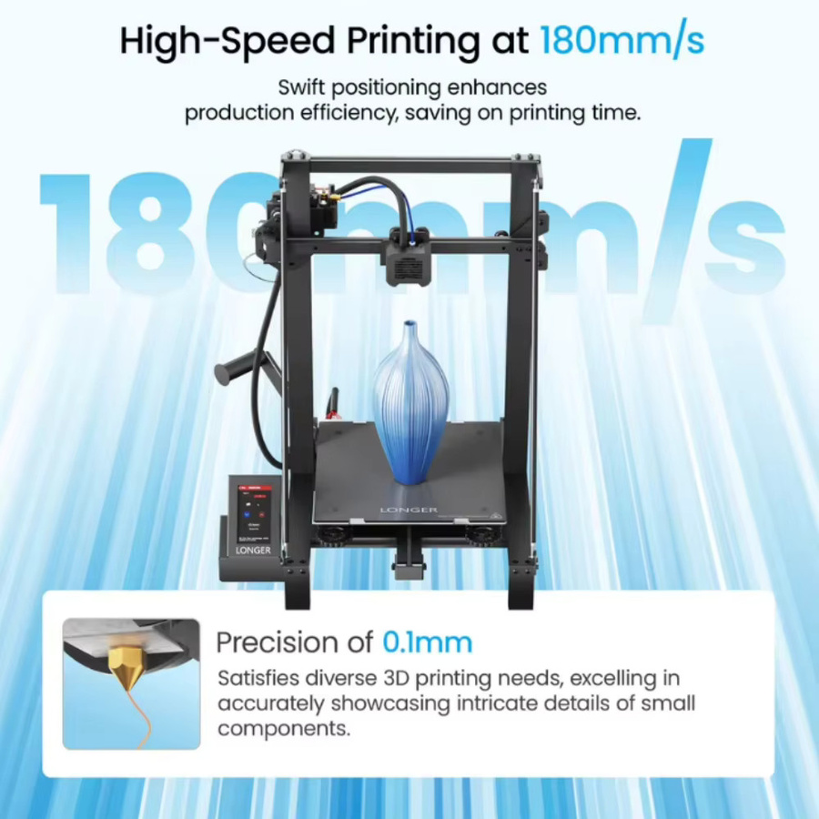 LONGER LK5-Pro FDM 3D-Drucker in Schwarz mit großer Druckgröße, B/T/H: 300 x 300 x 400 mm, TMC2208 Ultra-Leiser Treiber und 180mm/s Hochgeschwindigkeitsdruck - Bild 4