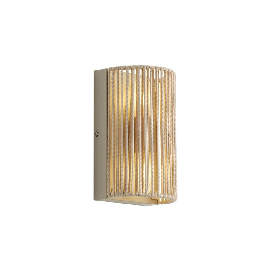 QAZQA Jayla Japandi Wandleuchte Beige mit Rattan und Seil, IP44 wetterfest für Badezimmer und Garten - Bild 2