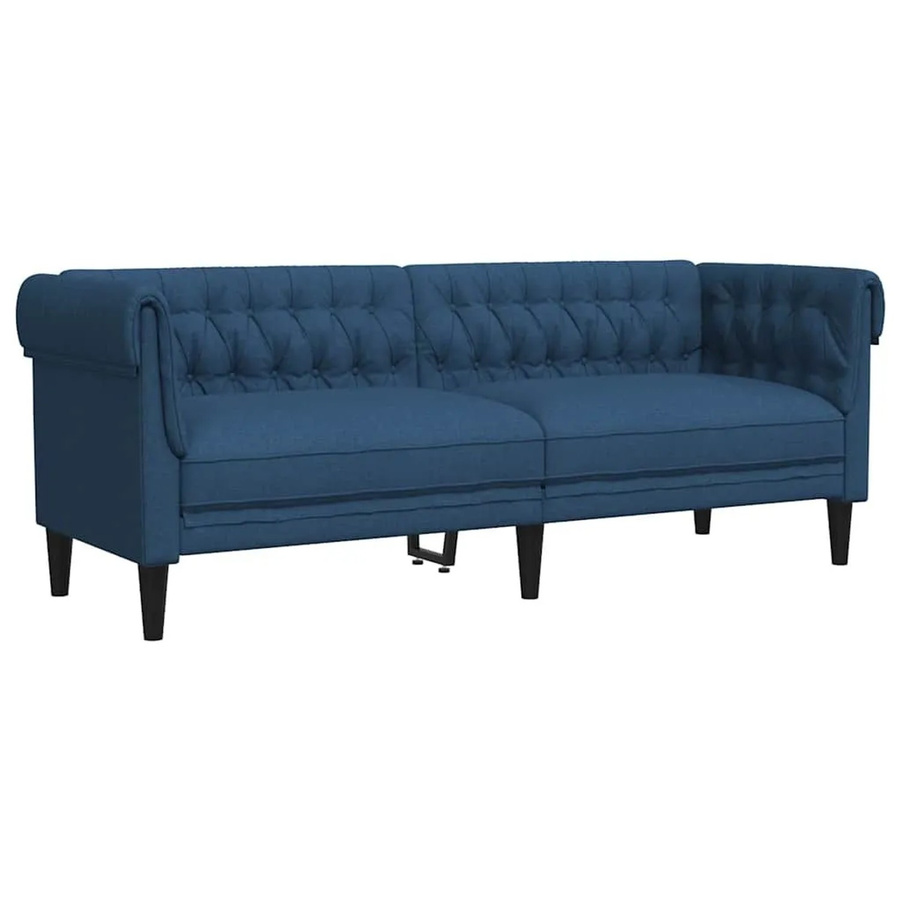 vidaXL Chesterfield-Sofa 3-Sitzer in Blau aus Stoff mit Massivholzrahmen B x T x H: 201,5 x 74,5 x 74,5 cm - Bild 2