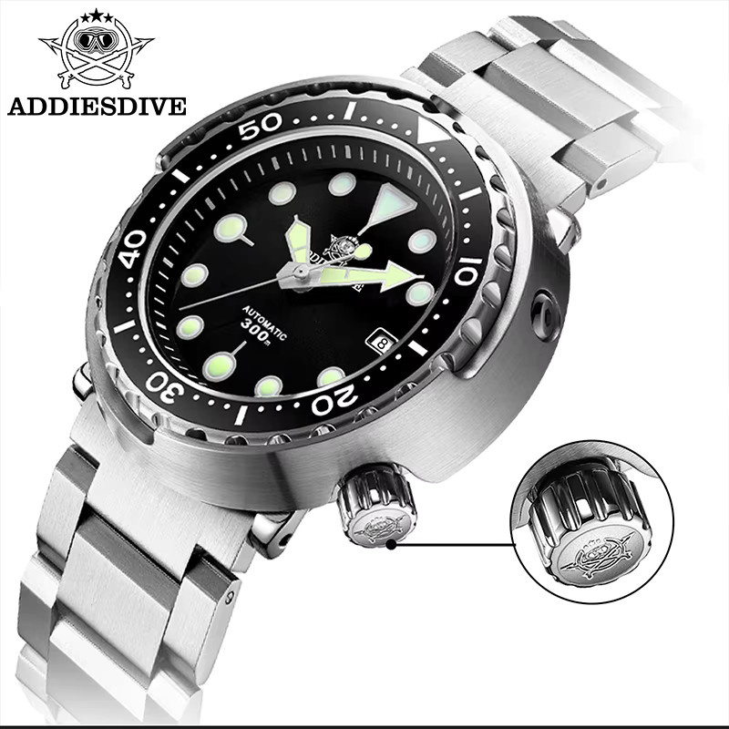 ADDIESDIVE Taucheruhr, Automatik, Edelstahl, 41 mm, Herren, Schwarz - Bild 2