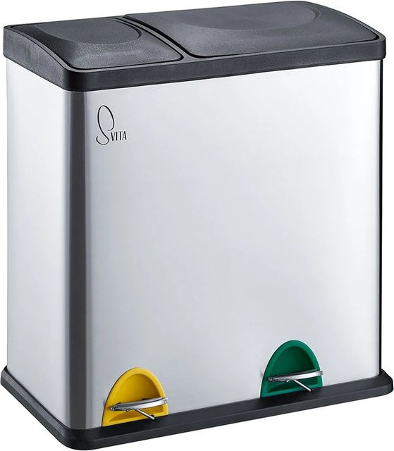 Svita TC2Combo35 Mülleimer Set aus Edelstahl mit Pedal zur Mülltrennung, Silber, 12 l und 23 l - Bild 1