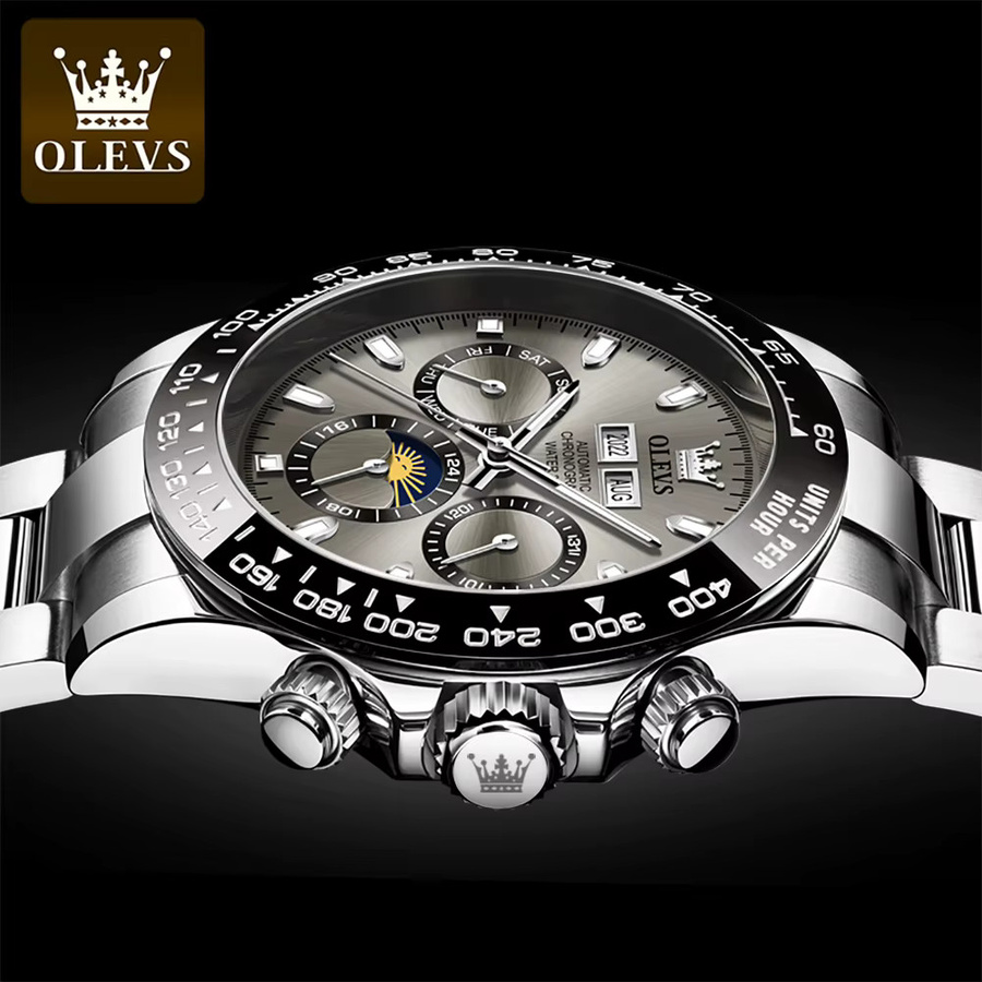OLEVS Armbanduhr Automatik, Edelstahl, Silver Black, Herren - Bild 4