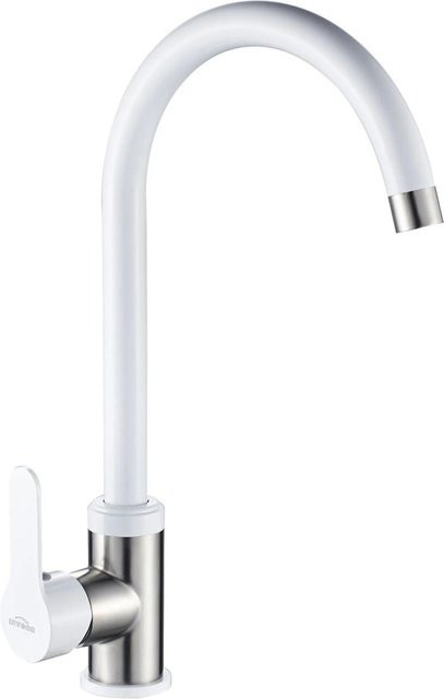 KOLMAN Küchenarmatur Küchenmischer mit Einhebelmischer in Weiß Matt, Wasserersparnis, B/T/H: 20,0 x 45,0 x 37,5 cm - Bild 1