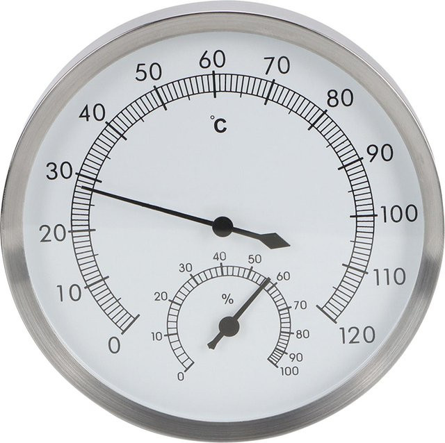 TOMTOP JMS 2-in-1 Thermo-Hygrometer aus Edelstahl für Dampfbad und Sauna in Weiß - Bild 1