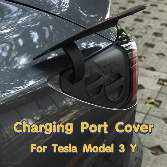 YouGallop Ladeanschluss-Abdeckung für Tesla Model 3 und Model Y, Schutzkappe für CCS EU-Stecker, wasser- und staubdicht, Silikon, Schwarz - Bild 1