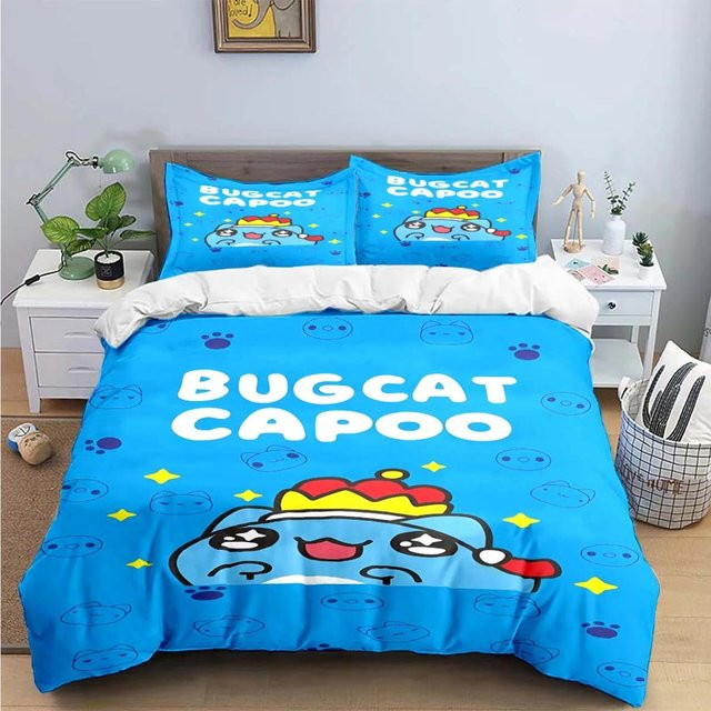 Bettwäsche Set Bugcat Capoo mit Bettbezug und Kissenbezug in Blau von Your Warm Home, Material Mikrofaser Polyester, B/H: 180 x 210 cm - Bild 1
